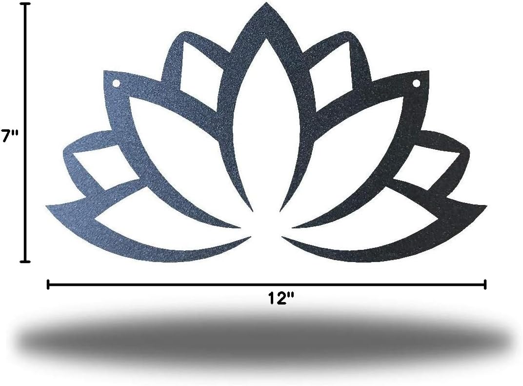 Riverside Designs Lotus Flower Metal Wall Decor Yard Art Outdoor Steel Sign (12", Black)