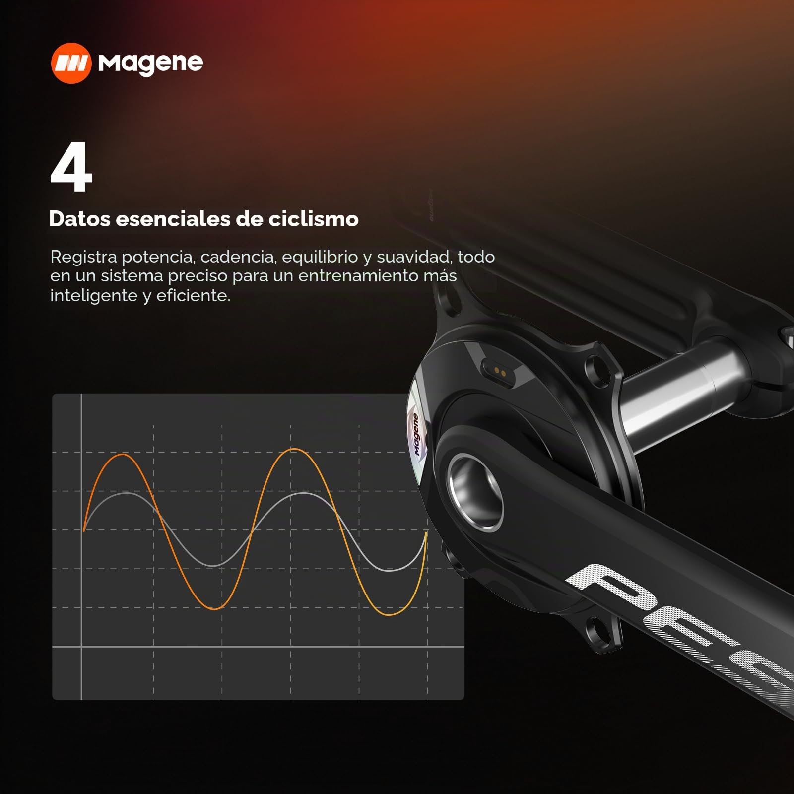 Magene PES P515/P505 Spider Medidor de Potencia y Juego de Bielas para Ciclismo, Base de 4 Tornillos, 110BCD, Pedalier con Equilibrio de Cadencia y Eje de Acero de 24 mm