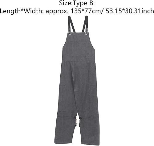 Miniatura 4 de FEESHOW Delantal de lona para alfareros, correa ajustable, delantales de pierna dividida con bolsillos para cerámica, arcilla y tatuaje, pintura DIY