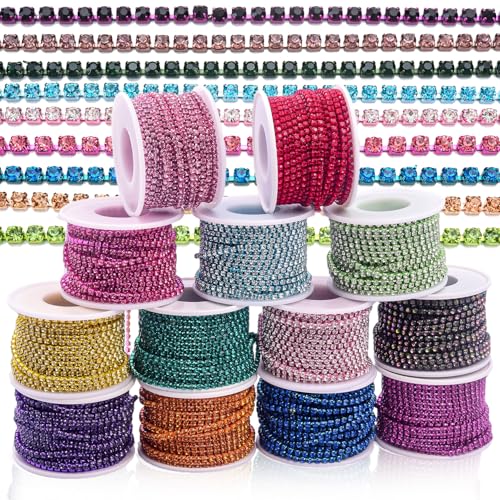 Cadena de diamantes de imitación de 10 yardas para manualidades y tocados 5