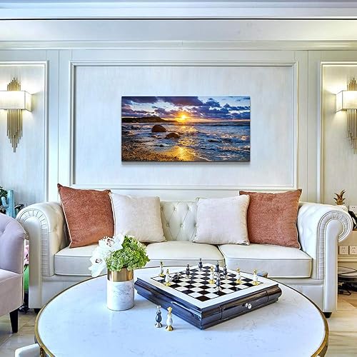 Miniatura 2 de Lienzo decorativo de pared para sala de estar, dormitorio, decoración de pared, pintura de paisaje océano azul, colgar decoración del hogar,