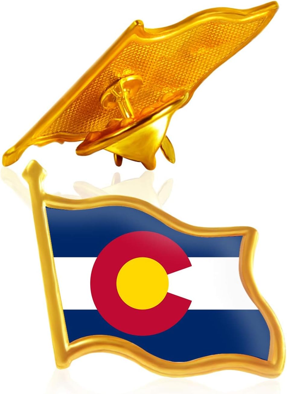 12/48/100Pcs-Metal American Colorado State Flag Pins Waving US USA CO Lapel Pins Bulk United States Patriotic Pins Souvenir Pins