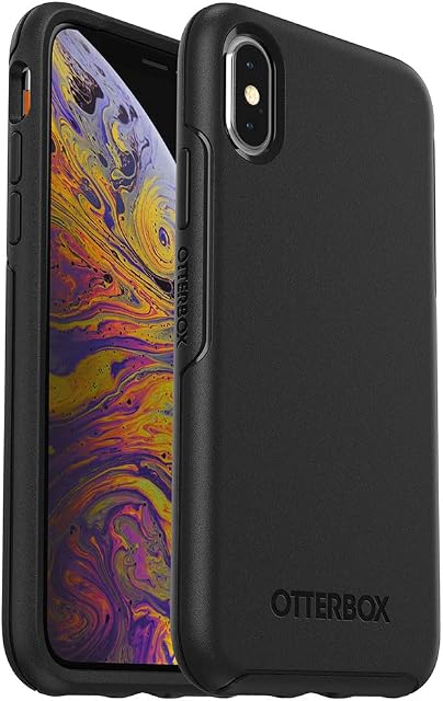 OtterBox iPhone Xs AND iPhone X Symmetry Series Case - BLACK, ultra-sleek, wireless charging compatible, raised edges protect camera & screen