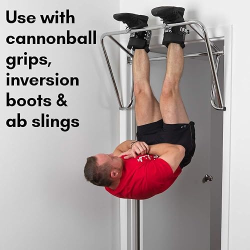 Miniatura 6 de Body-Solid Barra de dominadas ajustable para puerta, barra de barbilla para marco de puerta, barras de dominadas de entrenamiento de fuerza, soporte