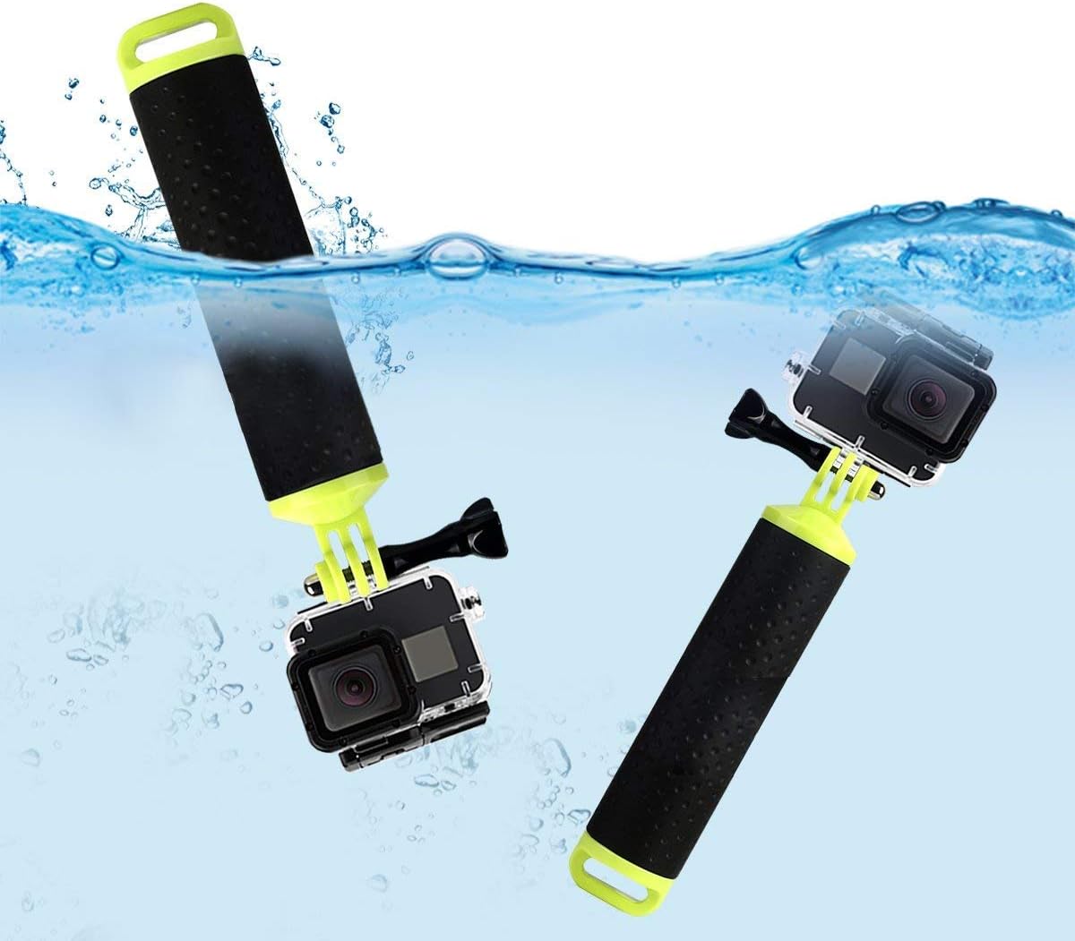 HAUEA Waterproof Polycarbonate Floating Hand Grip Diving Buoyancy Stick for Action Cameras Green Handle Save Your Device from Sinking