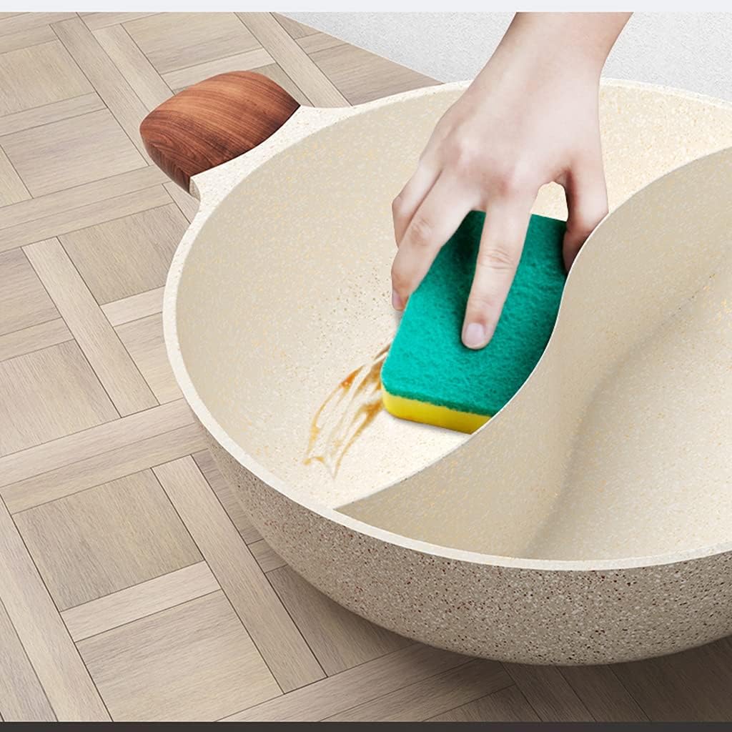 Sauce Pot Chinese Fondue Chinoise Double-Flavor Hot Pot Thick Non-Stick Induction Cooker(Diameter 32cm)