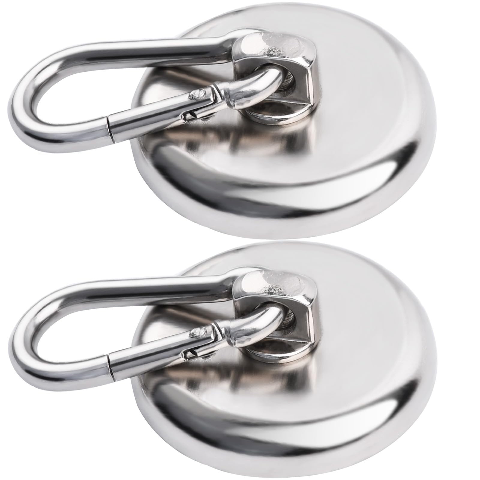 MIN CI 2pcs Powerful Magnetic Hooks, 42 mm Neodymium Magnet Large Pull Hooks with 40 kg Strong Holding Force with Eyelet Magnet for Kitchen Bathroom