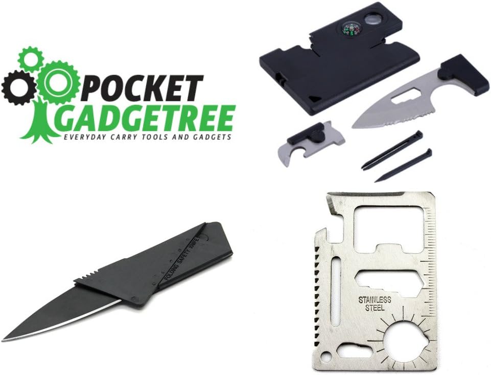 Survival multi tool bundle pack- Set of 3 emergency credit card tools that fit in any wallet!