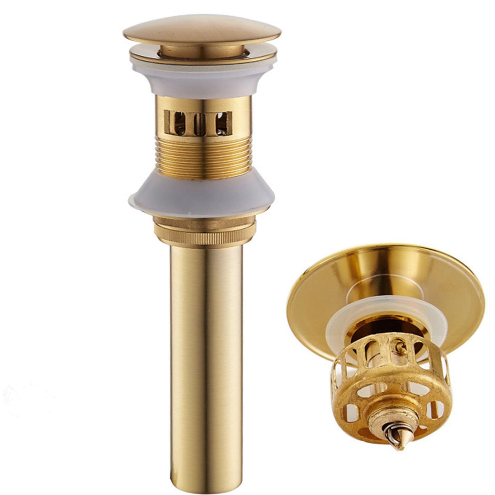 Bouchon de vidange de lavabo pop-up en laiton multicolore (Brushed Gold)