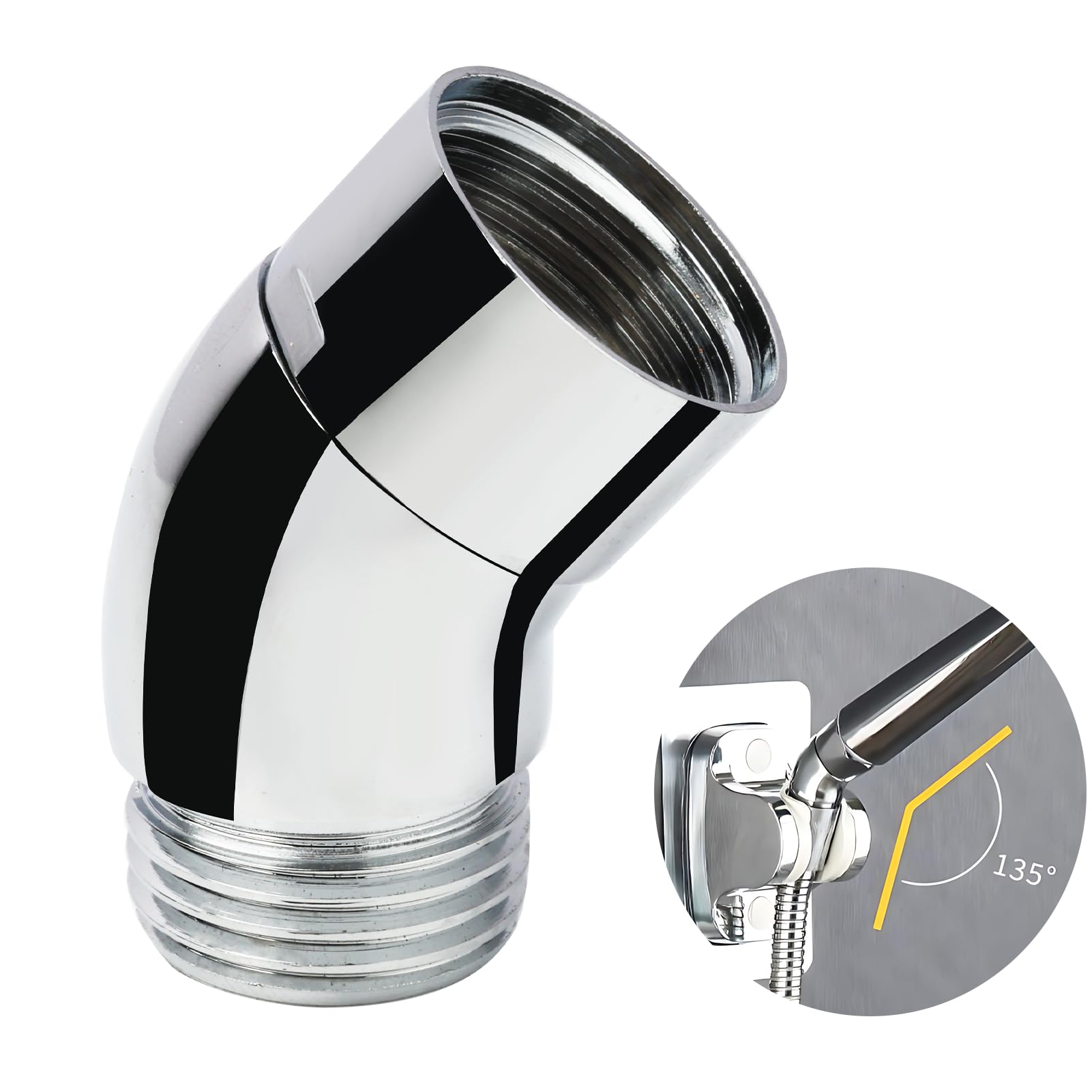 Shower Head Adapter Extension Arm Curved Hose Extender Connector