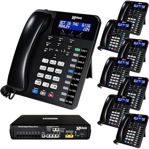 Xblue X16 Plus Small Business Phone System Bundle With (8) Xd10 Digital Phones - Capacity Is (6) Outside Line & (16) Digital Phones - Includes Auto Attendant, Voicemail, Caller Id, Paging & Intercom #TOP8