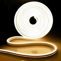 Vista 1 de iNextStation 12V Warm White LED Strip Lights 16.4FT, Flexible Silicone Neon Rope Light, Waterproof, Cuttable, Dimmable & Linkable, for Cabinet