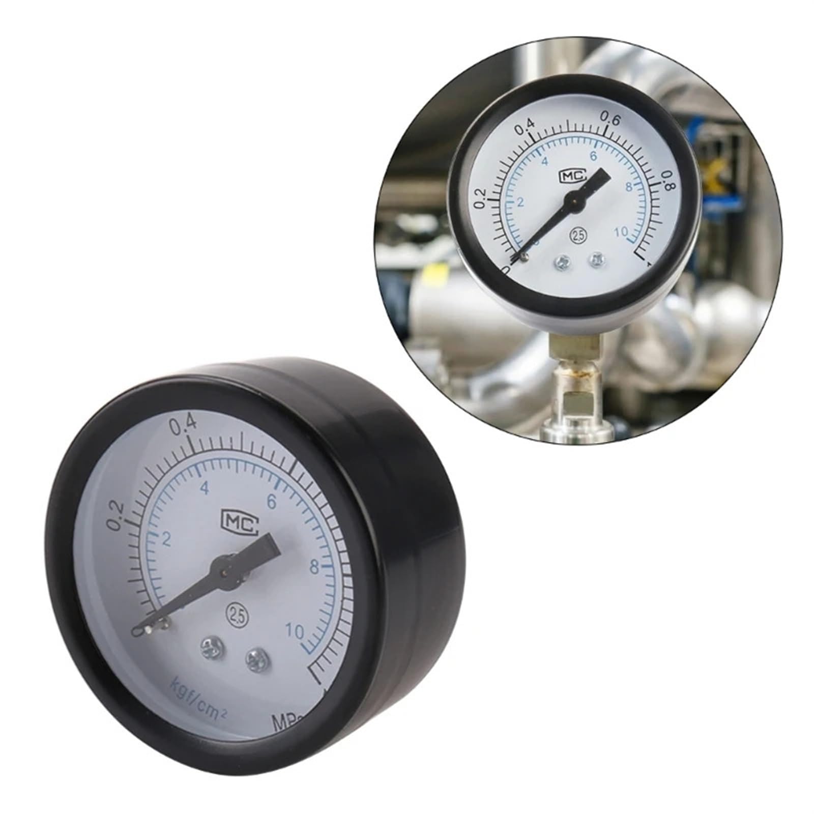 Manometro per Pressione dell'Aria da 1/4" per compressore d'Aria, Fluido Idraulico Pneumatico, gusci di Ferro, manometro per Pressione in Bar