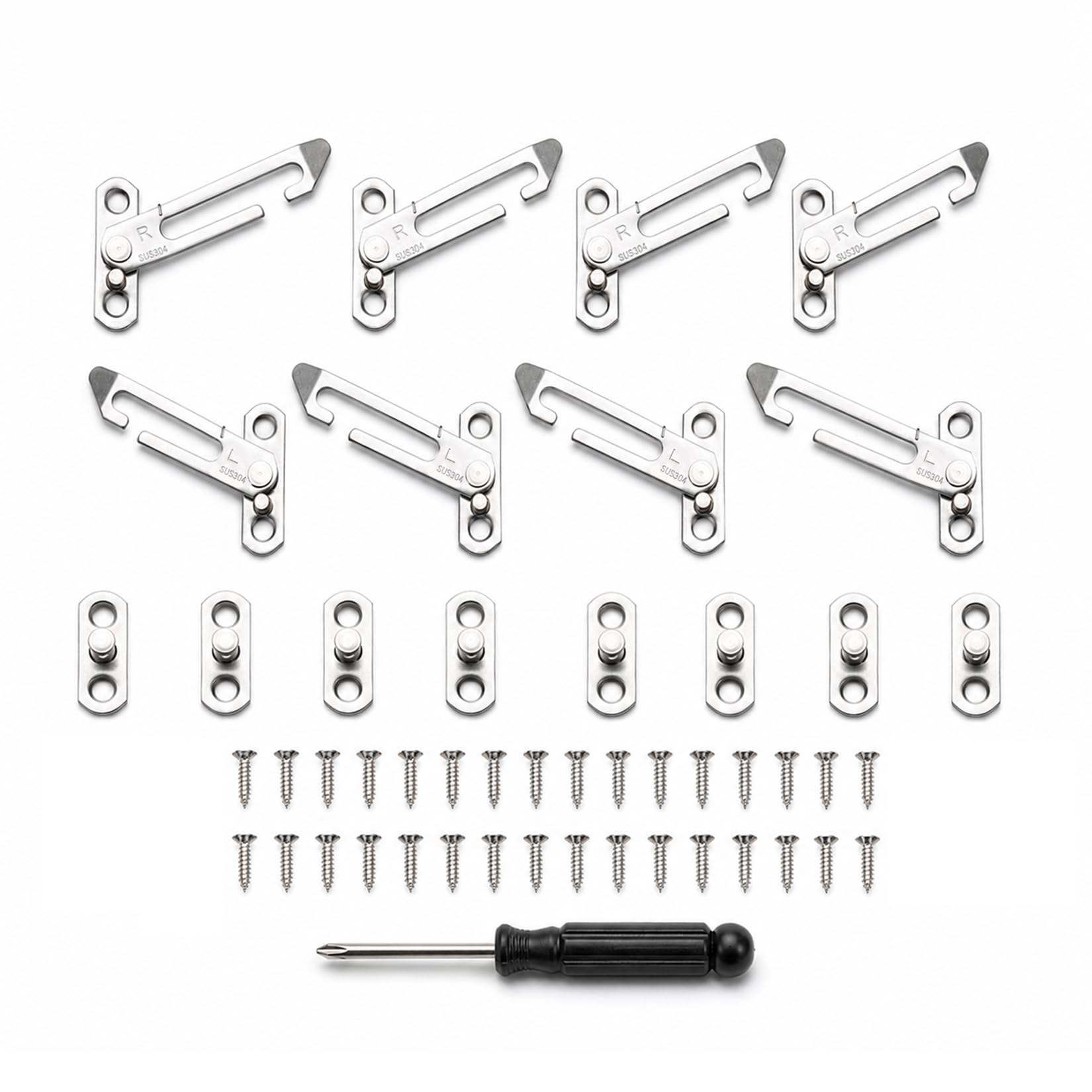 8 PacksWindow Restrictors for UPVCs, Window Safety Restrictors, 4 Pcs Left Handed & 4 Pcs Right Handed Stainless Steel Window Restrictor Locks for Home Office UPVC Windows, with Accessories