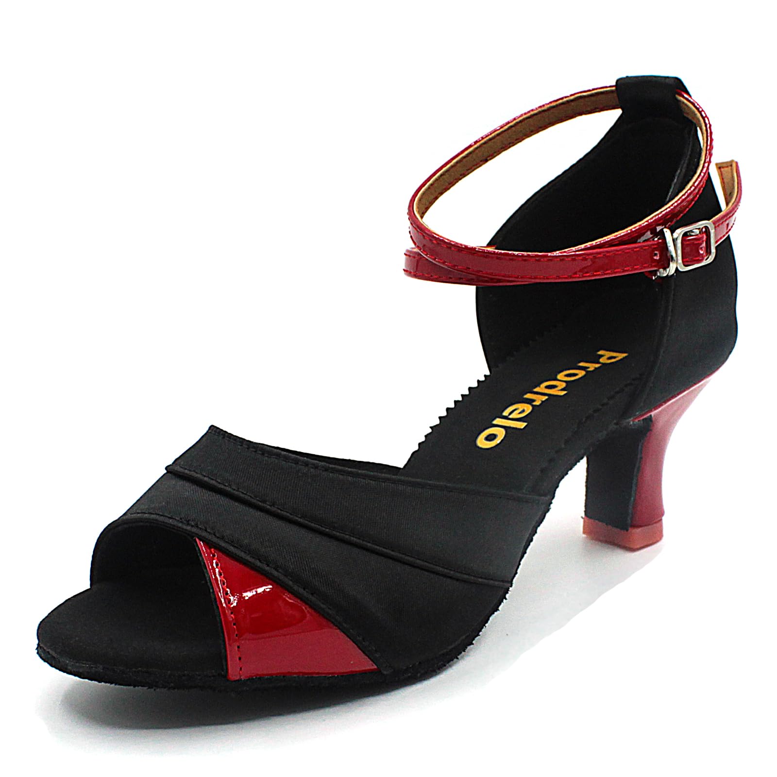 Women's Latin Salsa Dance Shoes,Black Satin Ballroom Heels,Cross-Strap Professional Practicing Shoes-image-48