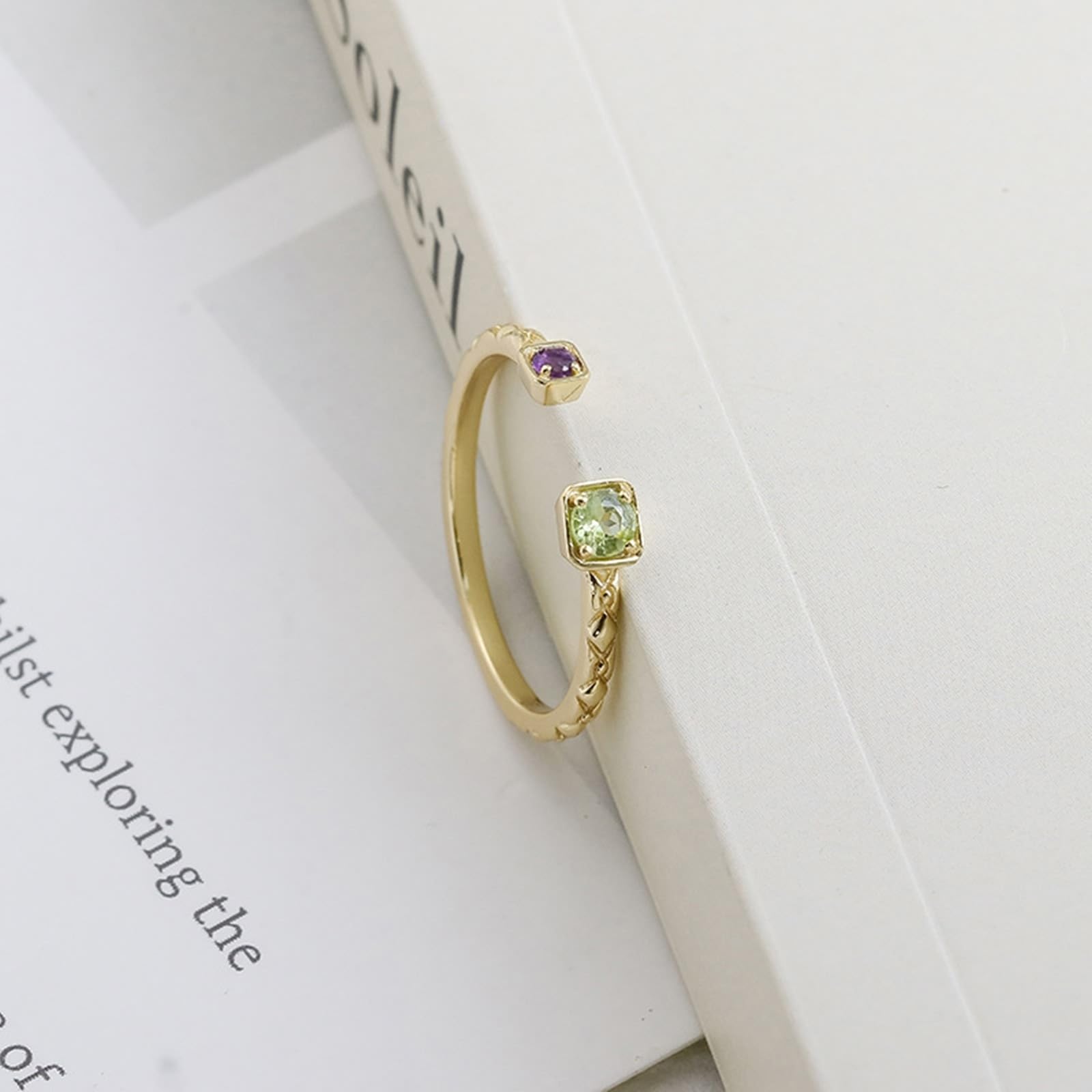 Gold Au 375/585/750 - Anillos de amistad con peridoto, forma de anillo abierto