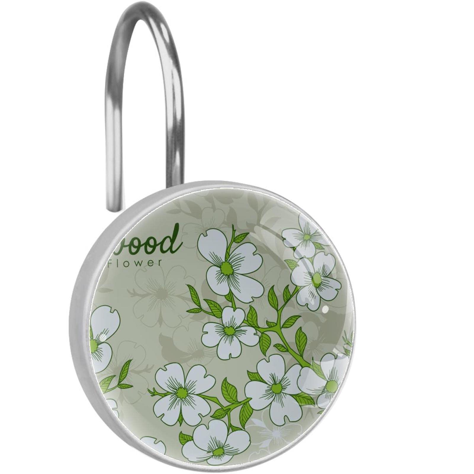 Crochets pour rideau de douche en verre cristal : lot de 12 anneaux décoratifs à fleurs