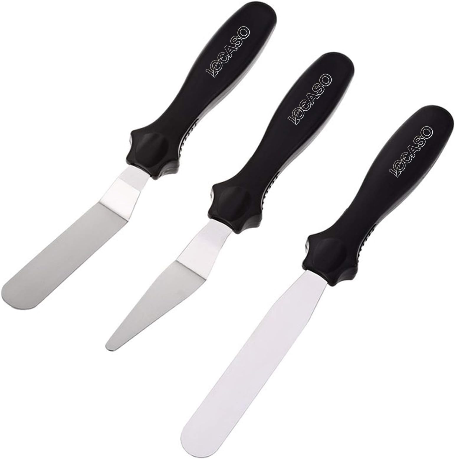 APDP17 Premium Palette Knife Set - Top Value, Quality & Precision Guaranteed - Professional 3-Pc Angled Stainless Steel Icing Spatulas for Memorable Cake Decorating, Frosting Pastries & Cupcake