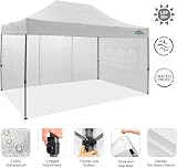 COBIZI Pop Up Gazebo with Sides 3m x 4.5m,Heavy Duty Gazebo with 4 Sidewall,UPF 50+ Waterproof Windproof Party Event Shelter Marquee,Outdoor Garden Gazebo Tent with Carry Bag (3x4.5m,White) - 2