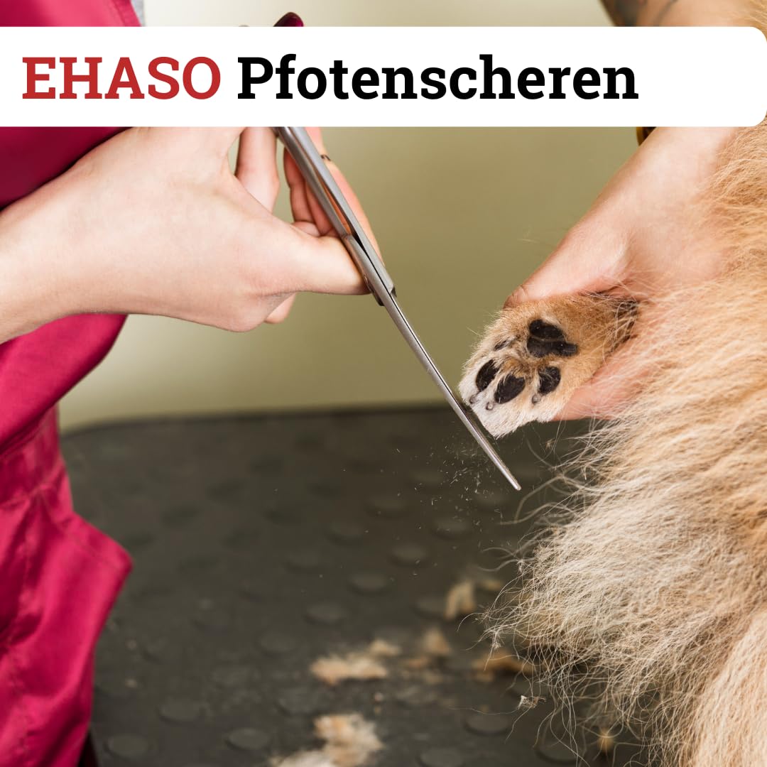 EHASO Premium Pfotenschere 17 cm Rundspitze für Hunde | Abgerundete Schere, Gebogene Klinge, Klein und Prä
