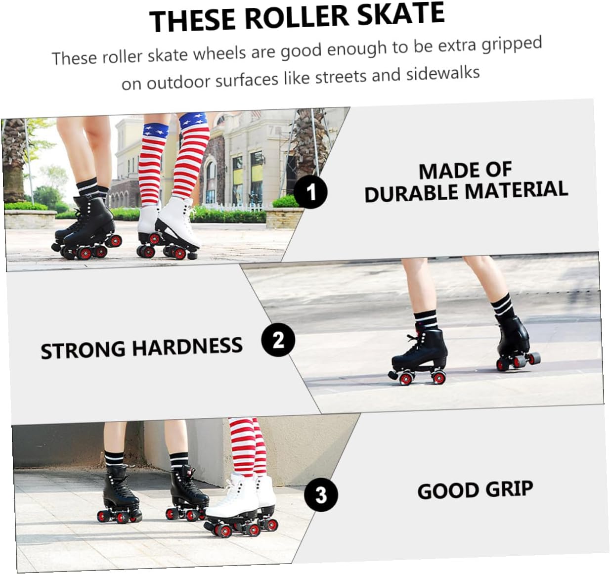 VANZACK Double-row Roller Skating Wheels 95a Hardness Inline Skate Wheels Set with Wrench 8pcs Replacement for Outdoor Asphalt Skates Accessories