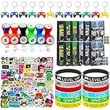 110pcs Videospiel Party Mitgebsel Kindergeburtstag Gastgeschenke Mit Geschenktüten Silikonarmband Geschenktüten Stempel Controller SchlüSselanhänger, Geburtstagstüten Kindergeburtstag Gastgeschenke