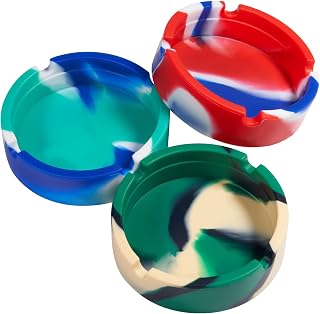 Silicone Ash Tray Sets for Weed 3Pcs Cool Outdoor Ashtrays for Cigarettes Patio hitsuki Plastic Cigar Ashtrays for Outdoors Unbreakable Heatproof Portable Indoor Cute Ashtray Round