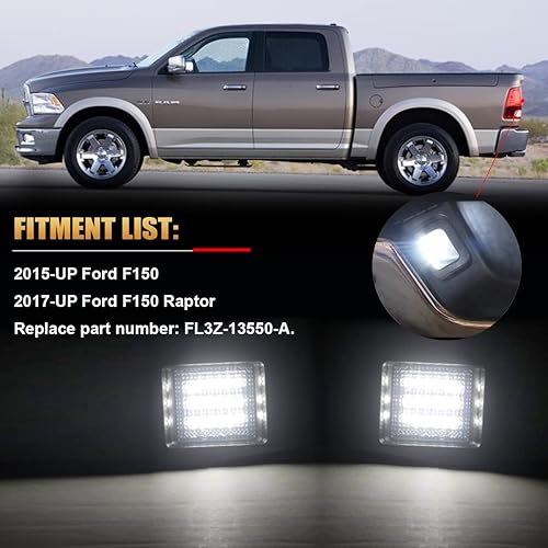 Miniatura 5 de D-Lumina Luces LED para matrícula, conjunto de lámpara ahumada, compatible con Fo-rd F150 2015-2020 y F150 Raptor 2017-2020, 6000 K, blanco, 2 piezas