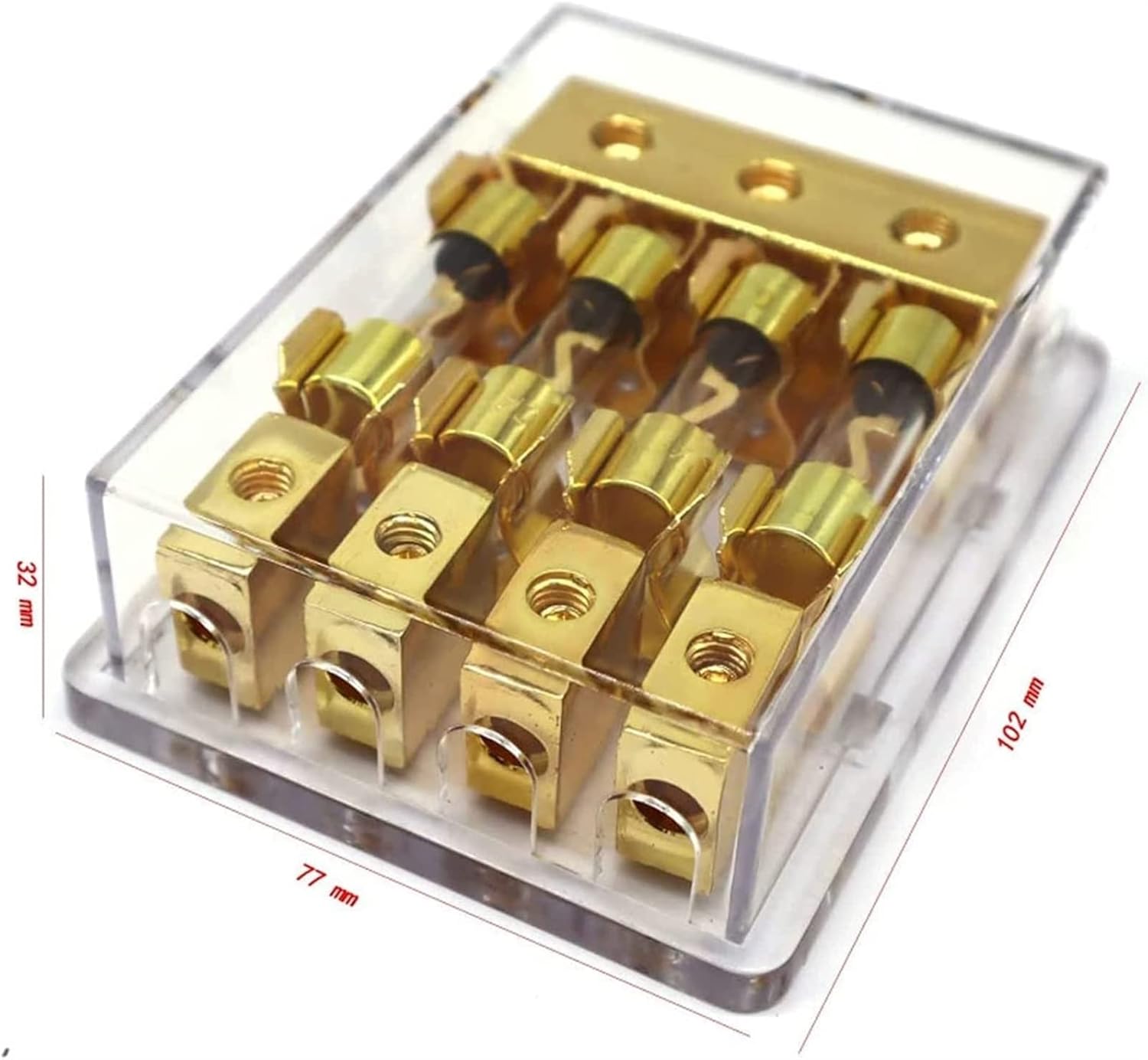 12V 60A Transparent Copper Plated Car Stereo Audio Power Fuse Holder Distribution Block for Car Boat (Color : 1 to 4)