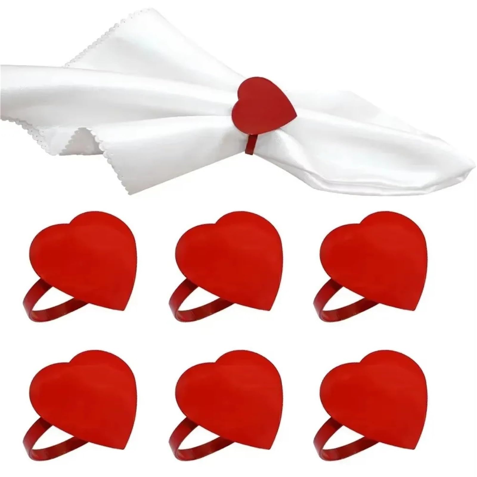 Red Heart Napkin Rings 12Pcs Valentine Wedding Table Decor