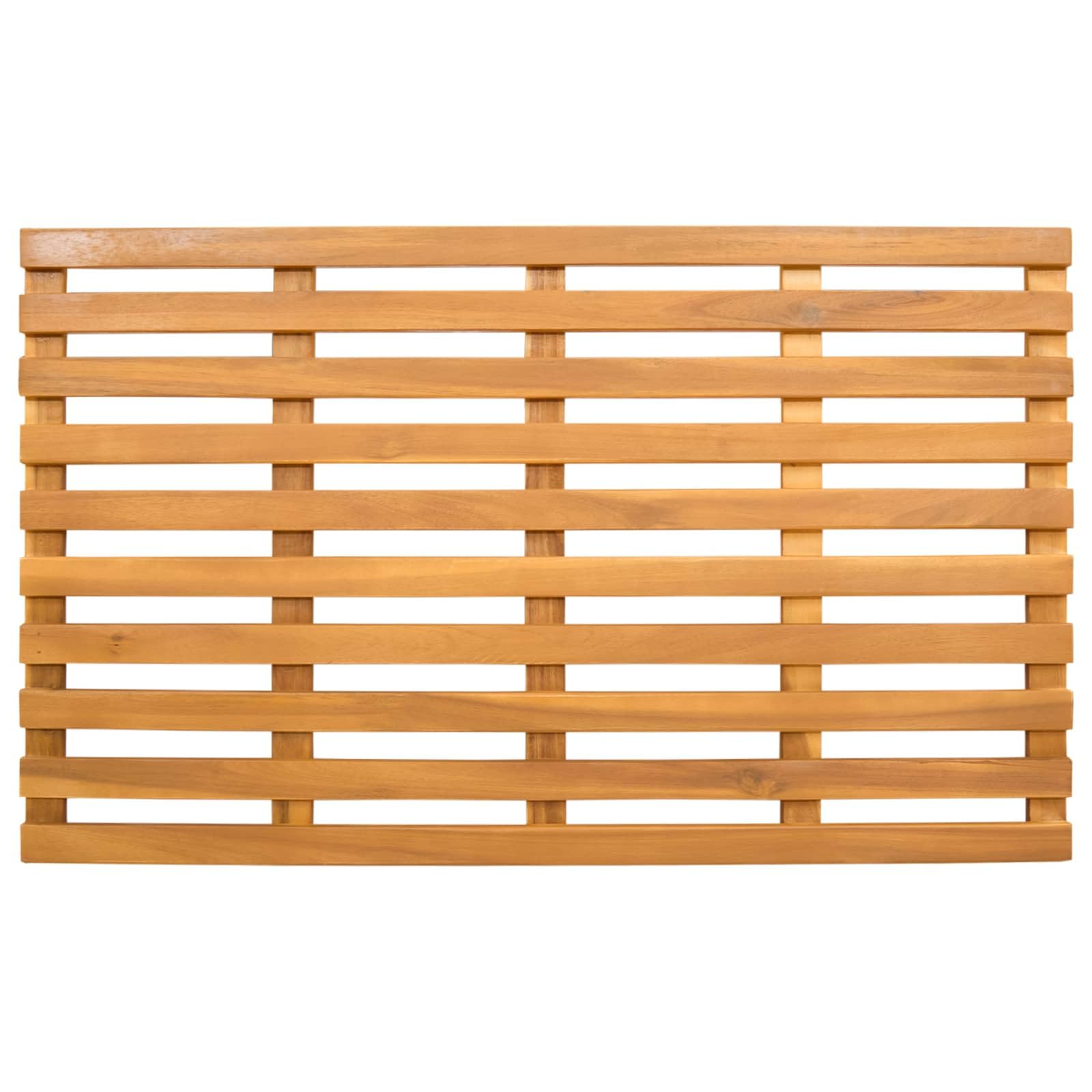 Mangloder - Alfombrilla de baño de madera maciza de acacia marrón, 80 x 48 x 2,5 cm, antideslizante, de secado rápido, para baño, balcón, ducha e inodoro, fácil de limpiar para interiores y exteriores
