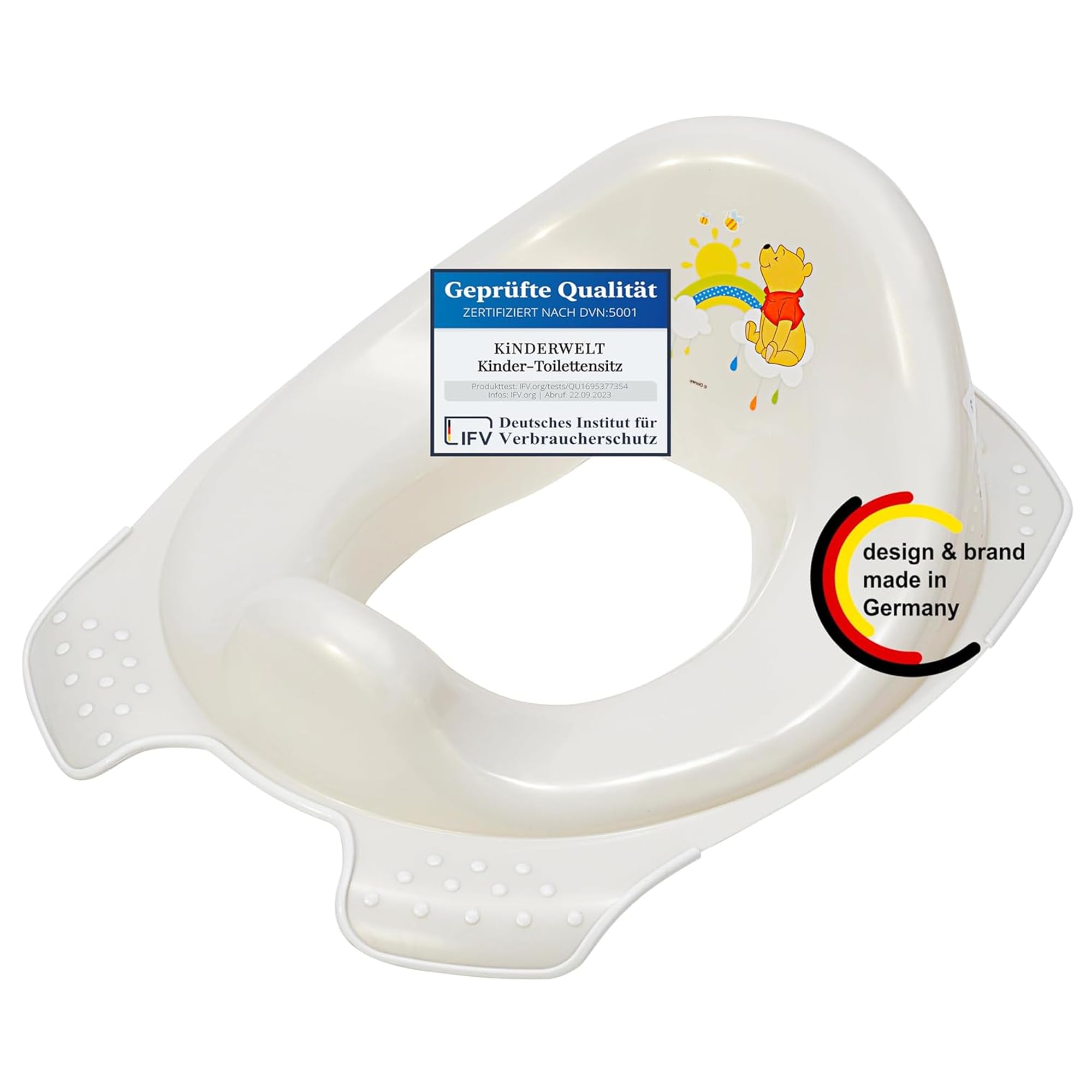 KiNDERWELT Premium Toilettensitz für Kinder und Babys, Disney Winnie Pooh Design in Weiß, Töpfchen für Kleinkinder ab 18 Monaten, abwischbar, rutschfest und BPA-frei
