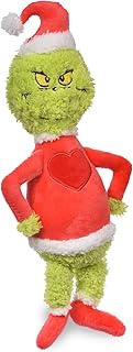 Dr. Seuss for Pets The Grinch Figure Heart Plush Squeaky Dog Toy | The Grinch Plush Dog Toy from Dr Seuss Collection | Large Christmas Dog Toy for Holidays, 9 Inch