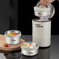 Marmita Lancheira Térmica Bolsa com 3 Recipientes de Aço Inoxidável Bento Box para Almoço Lanche Jantar - Ideal para Trabalho Passeio Viagens Acampamentos