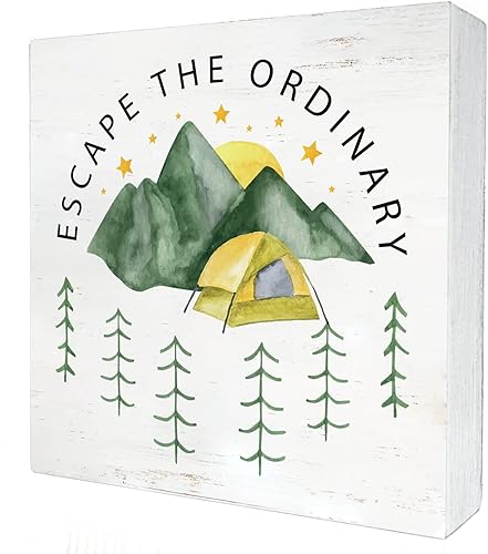 Miniatura 1 de Escapa lo ordinario de madera para campamento, decoración del hogar, caja de madera rústica, placa de bloque para decoración de escritorio de pared