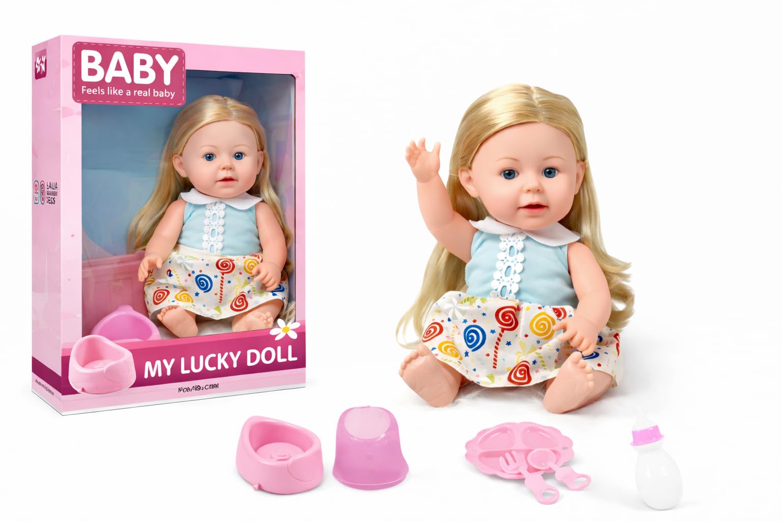 Lyla Alia Series My Lucky Baby Doll – Soft Realistic Baby Girl Doll with Feeding & Potty Accessories | Feels Like Real Baby | 34.5 cm-image-23