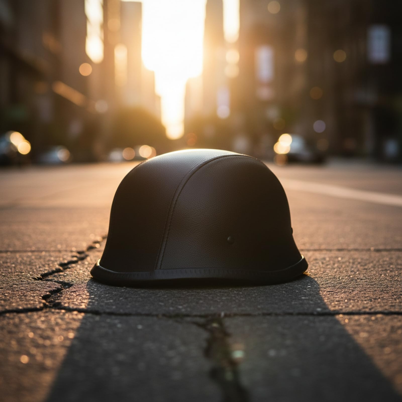 LOVIVER Casco Media Cabeza con Revestimiento Imitación Piel y Bor Inferior para Recorridos Tranquilos y Rutas s Sencillas, Cuero Negro, M