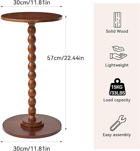 Miniatura 3 de Mesa auxiliar redonda, moderna mesita de noche de madera minimalista, mesa auxiliar de sofá para sala de estar, mesa de esquina pequeña para