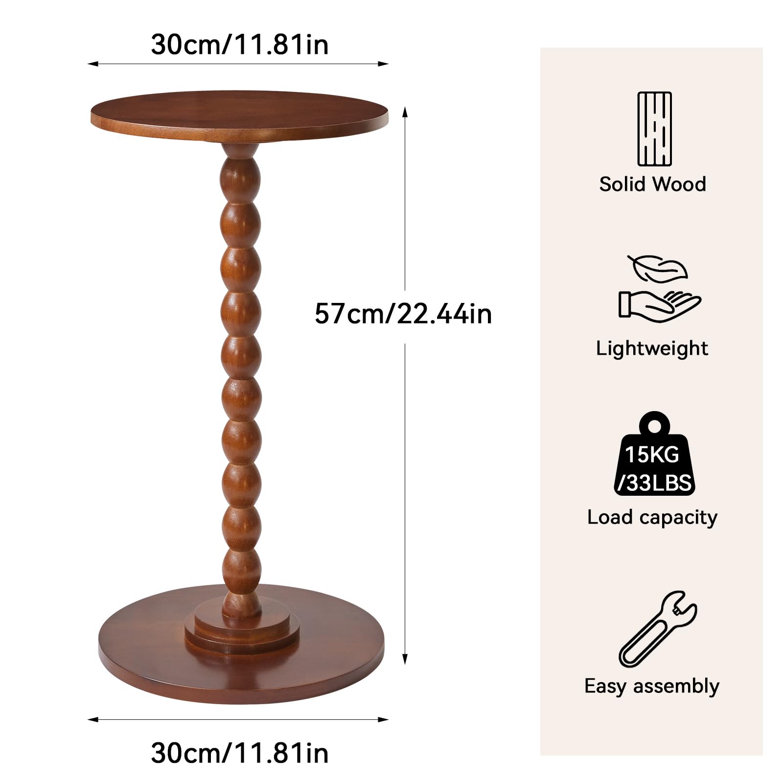 Aibiju Round Side Table, Small End Table for Small Spaces Sofa Table - Image 3