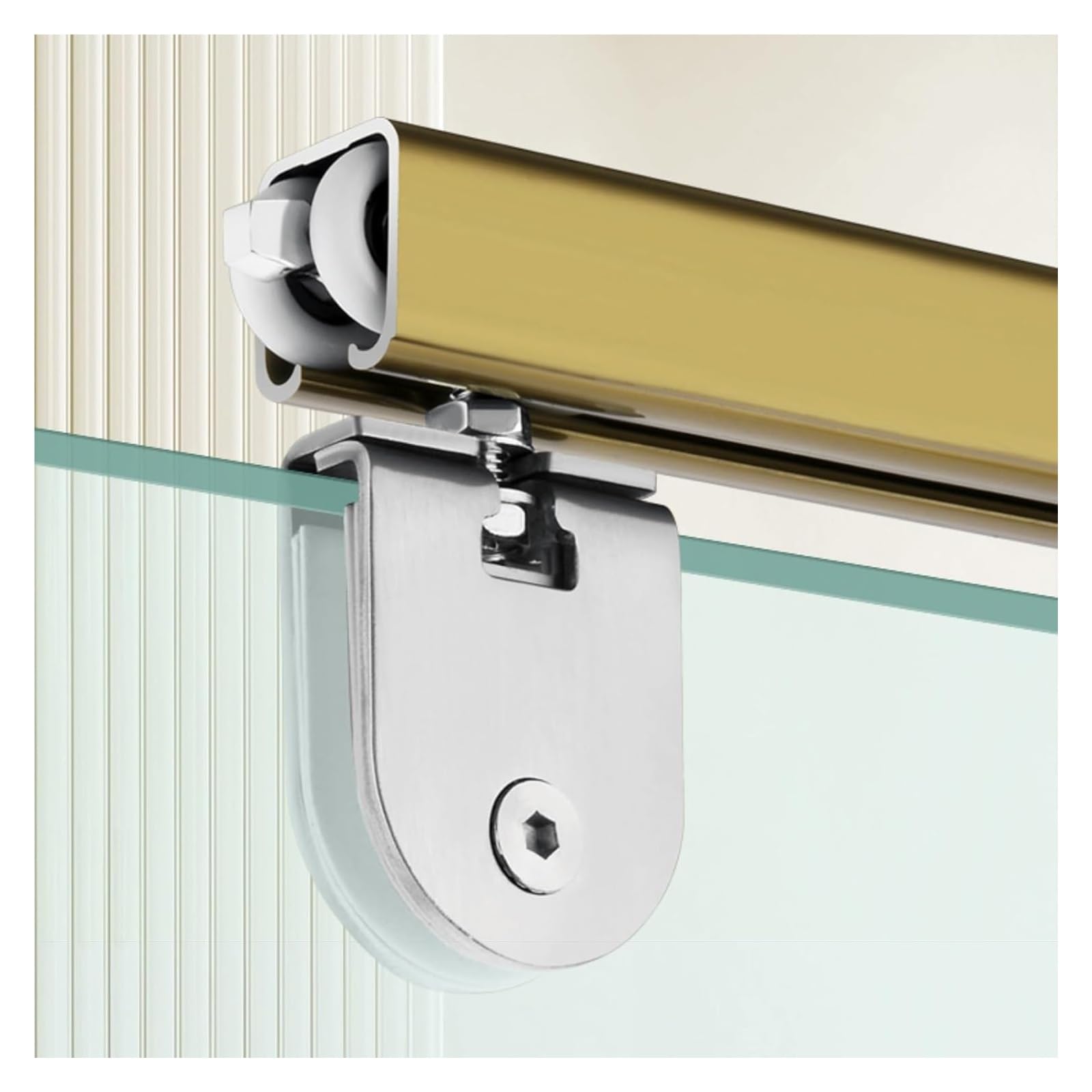 YDHSIKK Glass Sliding Door Track, Sliding Glass Door Track Kit For 5-8mm Doors Multicolor 50-400cm(Champagne,250cm/98.4in)