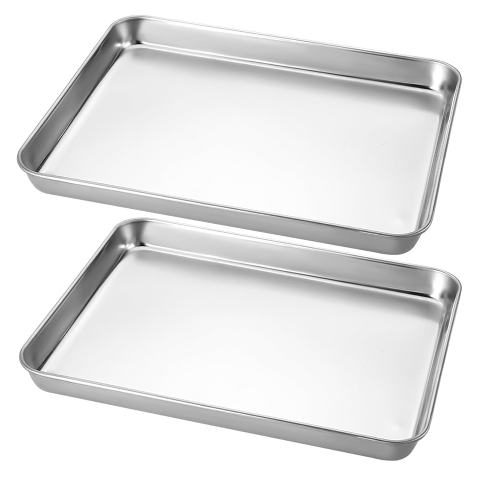Set di 2 teglie da forno antiaderenti resistenti – vassoi rettangolari per biscotti per forno tostapane, resistenti alle deformazioni, 31,5 x 50 x 2,5 cm, perfetti per cuocere e arrostire