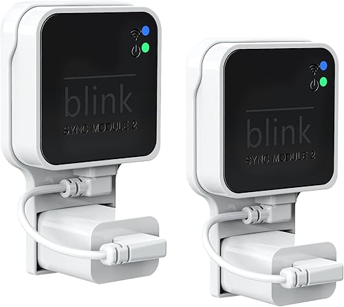 Soporte de pared con enchufe para Blink Sync Module 2, soporte de montaje para cámara exterior Blink sin cables desordenados, soporte de cámara de