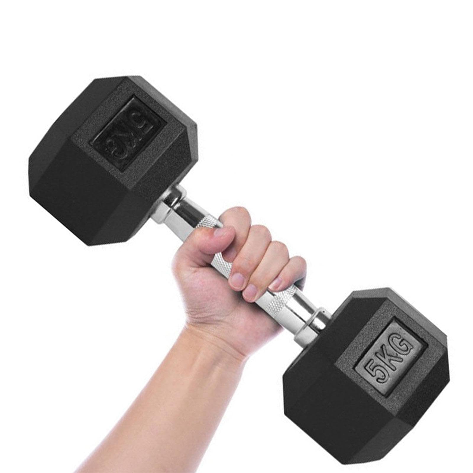 Amazon | 六角ダンベル 5kg スチール製 滑り止め加工 ブラック 家庭用