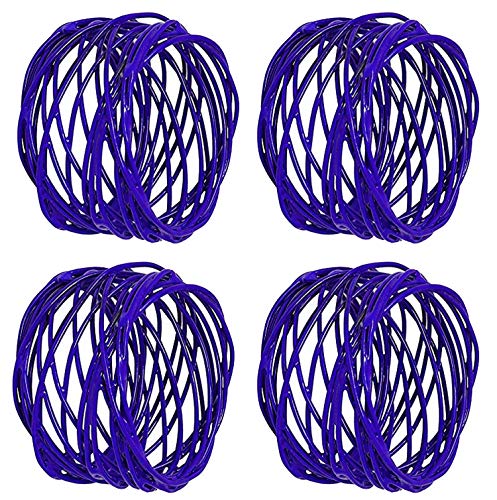 Image of SKAVIJ Handmade Twisted Wire Mesh Napkin Rings Holders Decor Dinner Party Wedding Thanksgiving Christmas Gathering (Blue 4pcs)