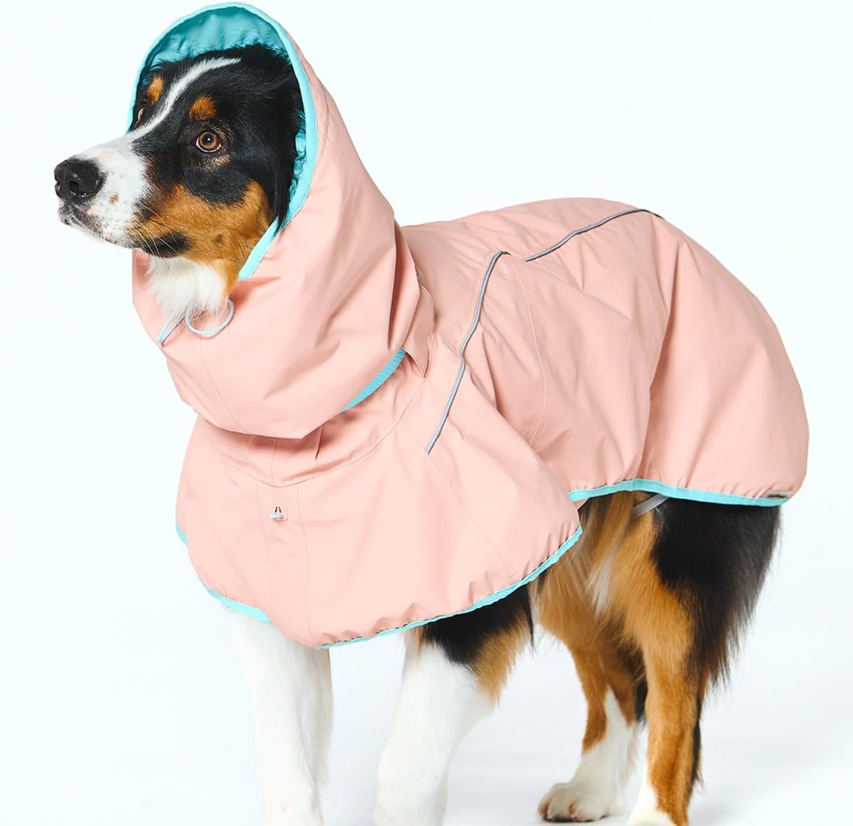 MUNIKUND Rain Runner PRO Dog Raincoat – Lightweight, Waterproof, All-Weather Jacket with Built-in Leash & Hood, Reflective Safety Strip, Adjustable Fit, 8 (Pink, S)