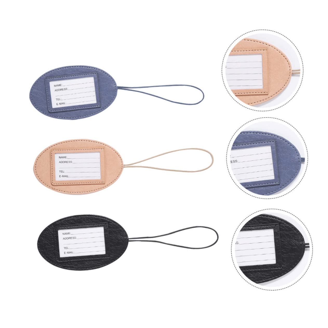Healeved 3 Set Etichetta Bagaglio in Pelle Etichetta Di Identificazione Del Bagaglio Etichetta Della Carta D'imbarco Etichette Etichetta Bagaglio Portatile Pelle Sintetica 3 Pezzi*3