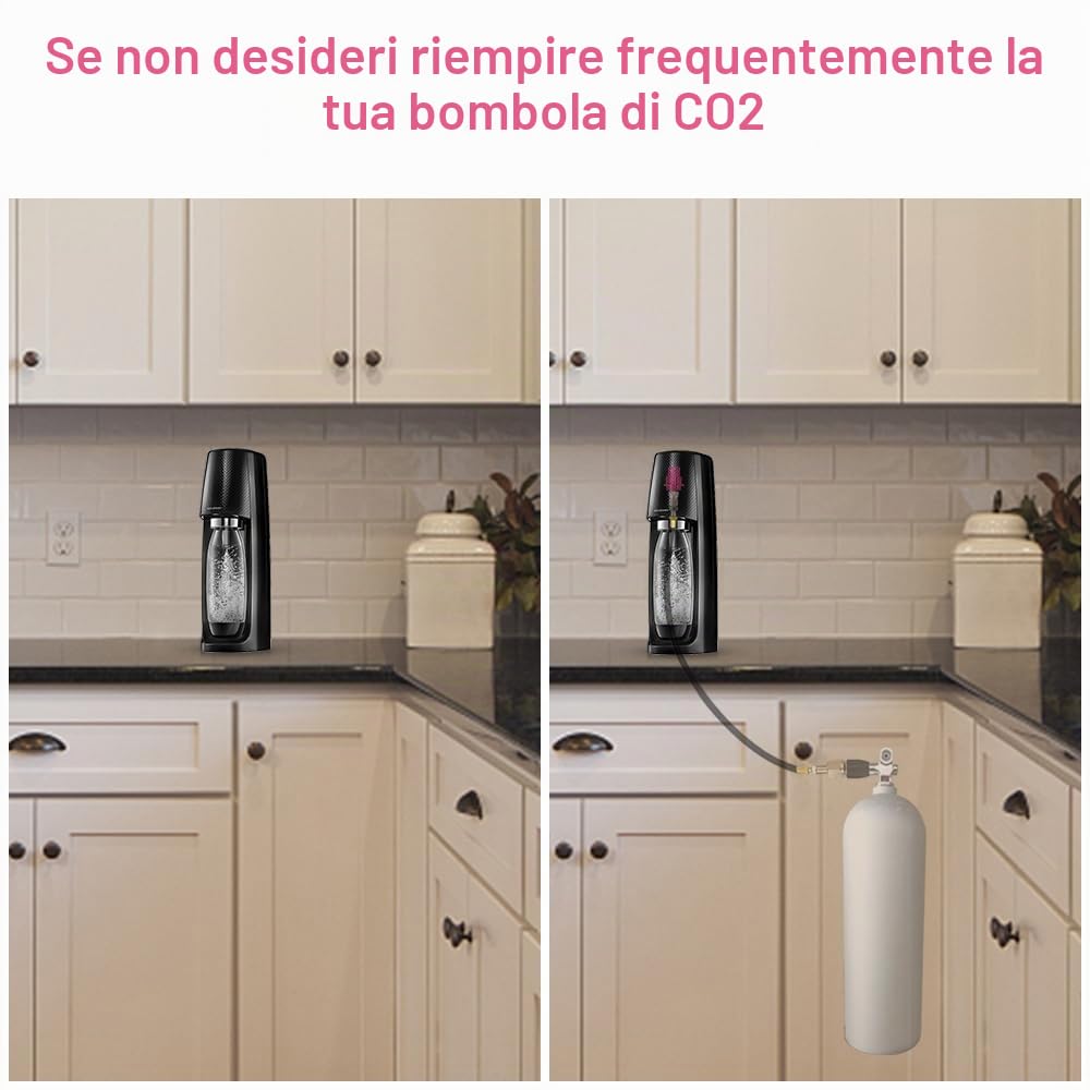 Co2 Adattatore tubo ad alta pressione 1,5 m con manometro, compatibile con Duo, Crystal 3.0, Gaia, Art e Terra, supporto per bombola di gas Co2 più grande con blocco di