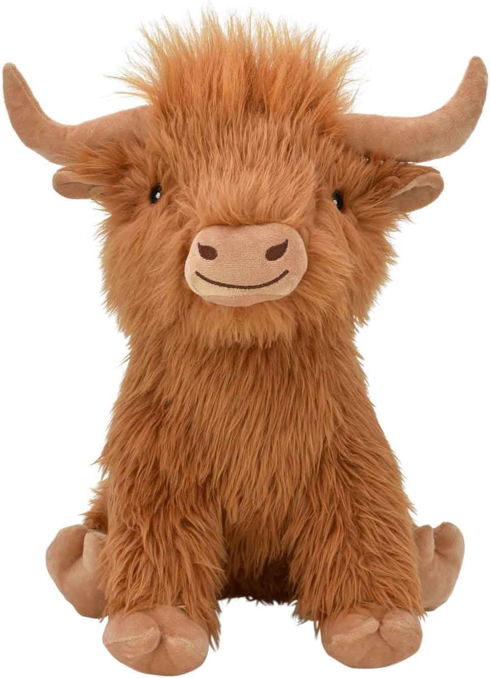 Multipet Highland Cow Plush Dog Toy 2-Pack – Soft Squeaky Farm Animal Toy for Dogs – Assorted Colors (14")