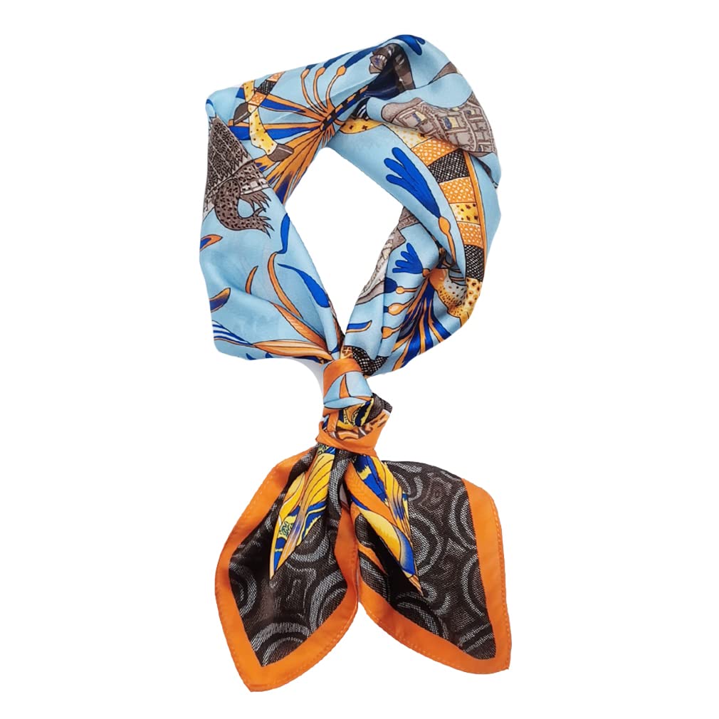100% Pure Mulberry Silk Square Scarf for Hair-27''x27''- Women Silk Neckerchief Head Wrap Scarf (Giraffe), Giraffe, S