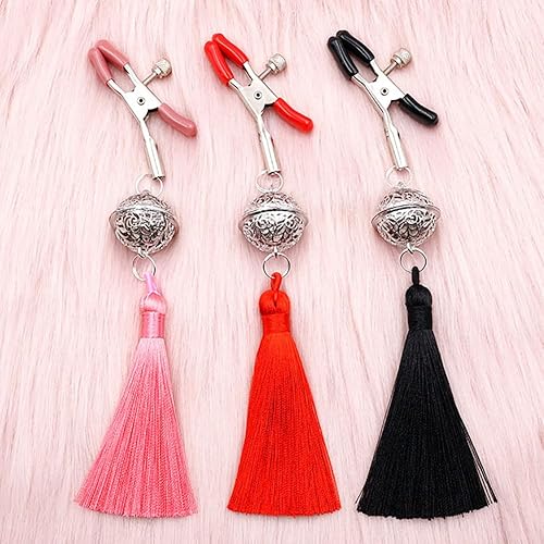 Miniatura 2 de Pinzas ajustables para pezones con borlas, abrazaderas para pezones con campanas, no perforante, clip atractivo para pezón, clip para colgar en el